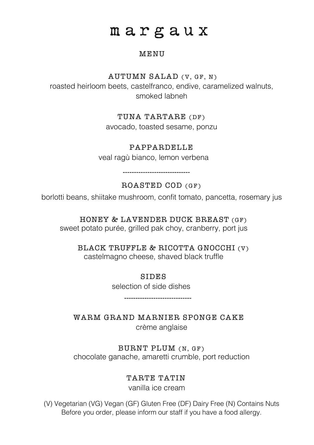 £75 Per Person Menu — page 1