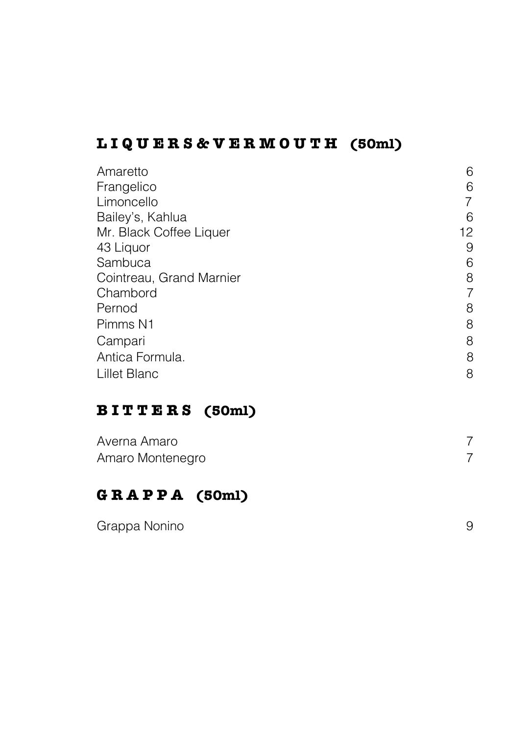 Bar Menu — page 5