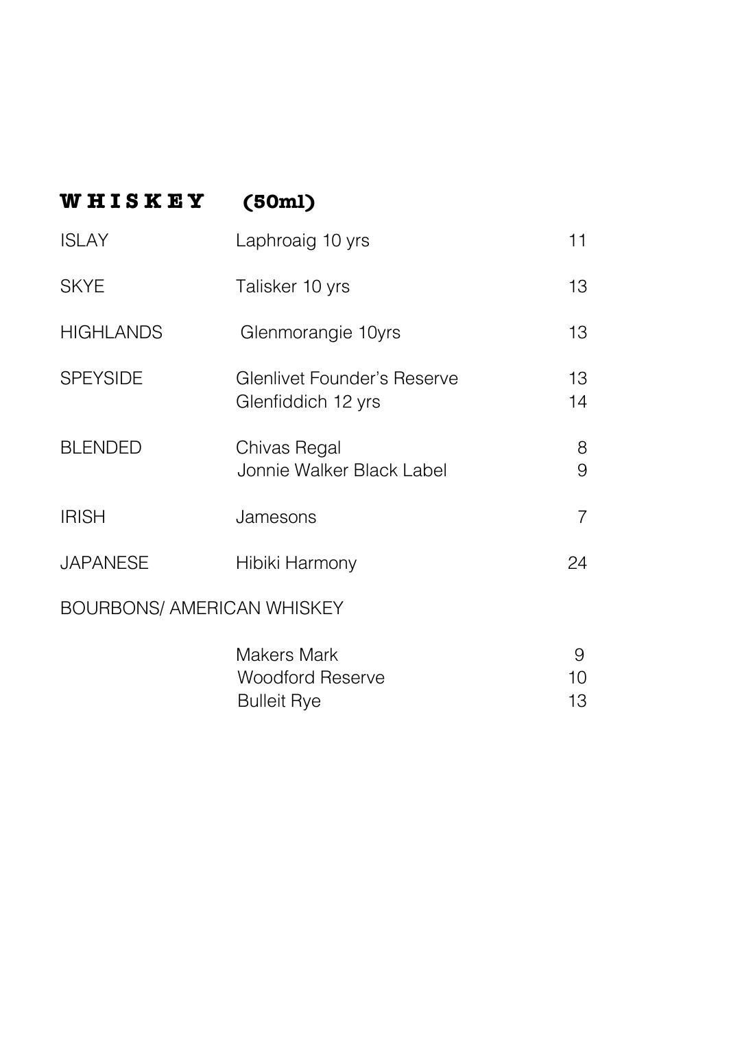 Bar Menu — page 6